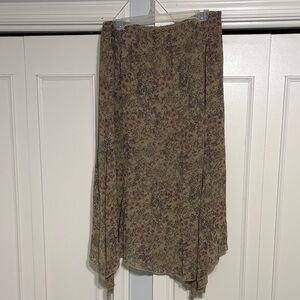 J. Jill Asymmetrical Skirt in Purple and Tan Floral